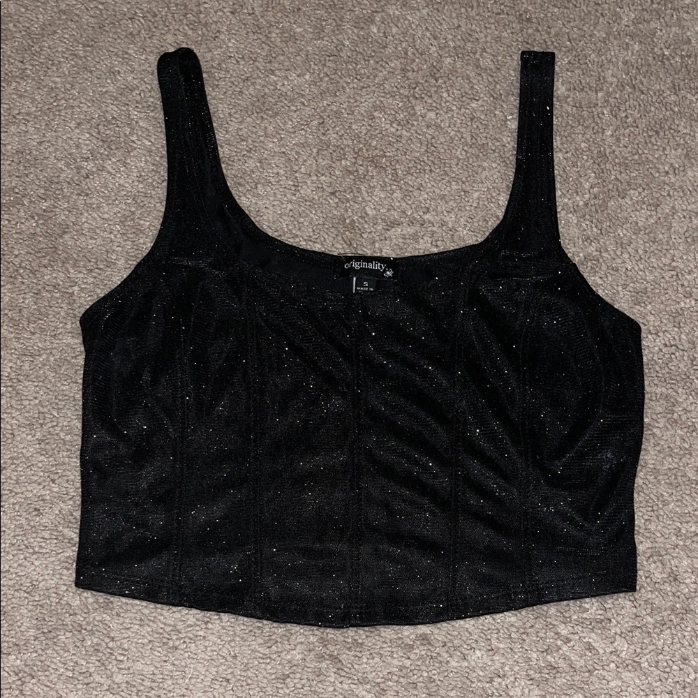 Black Glittery Women's Top